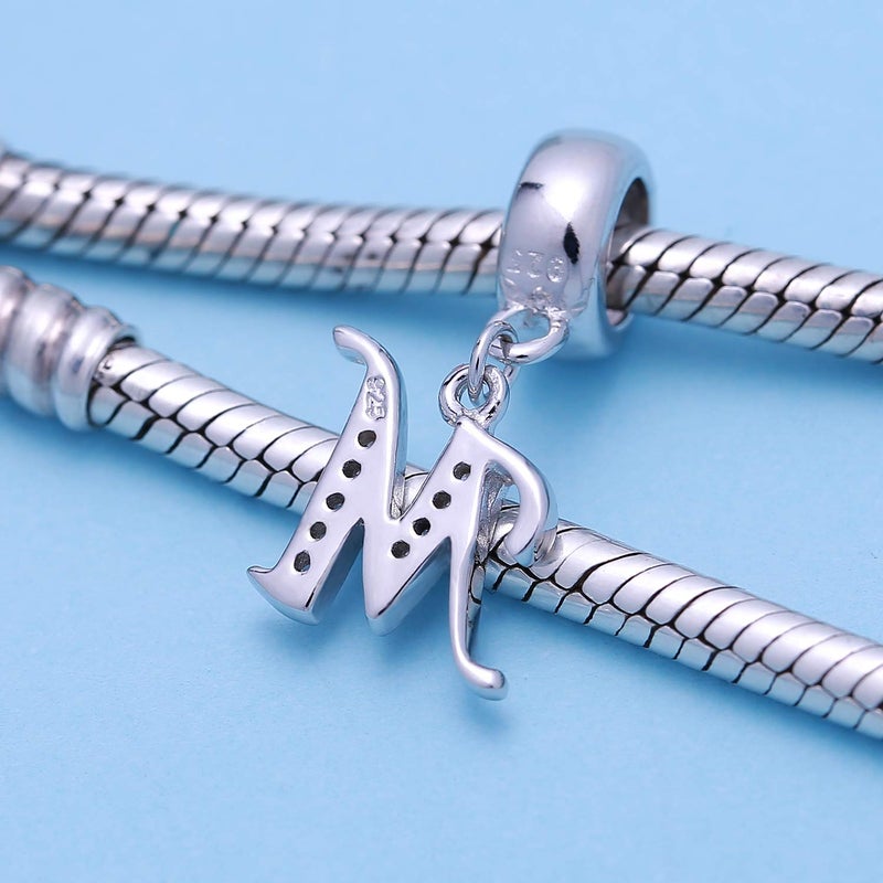 SOUKISS Letter M Charm Sterling Silver 925 Initial A-z Alphabet Beads Name Charm Fits Pandora Bracelet Charms - Image 3